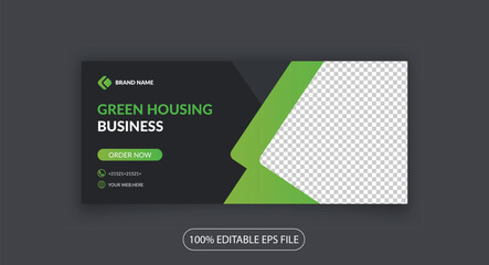 Green Housing Business web banner facebook linkedin social media cover photo design template