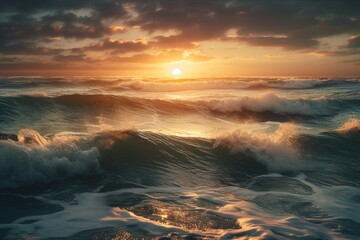 Contemporary Seascape. Seaside Sunrise. Generative AI