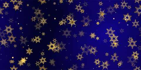Gold snowflakes holiday seamless pattern.
