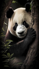 Obraz na płótnie Canvas Close up Panda at wild forest. Generative AI 