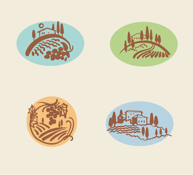 Farm set of icon in vector. Vineyard vector logo design