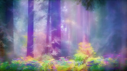 "Ethereal Dreams": a painting of a misty forest, evoking a sense of wonder and ethereal beauty, Generative AI, Illustration