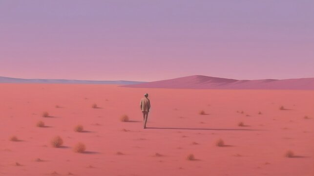 "Desolate Landscapes": a series of paintings featuring barren, desolate landscapes, representing feelings of loneliness and isolation, Generative AI, Illustration