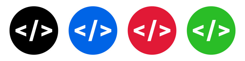 Programming code mark icon set. Vector.