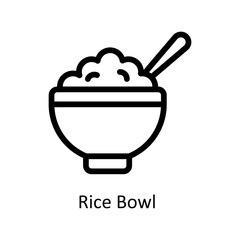 Rice Bowl  Vector   outline Icons. Simple stock illustration stock