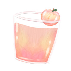 Cute peach drink stationary sticker oil painting