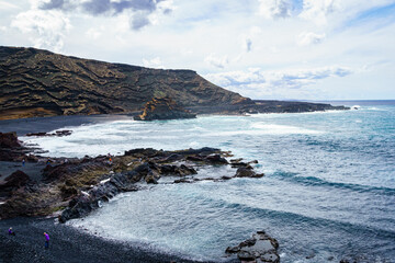 Fototapeta na wymiar Landscape of the volcanic coast of the Gulf. Lanzarote. Balearic Islands. Spain