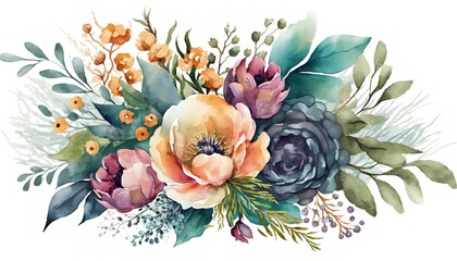 watercolor flowers, a watercolor background of a floral arrangement, Generative AI..