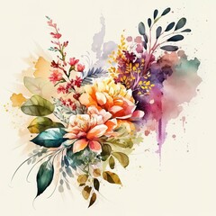 watercolor flowers, a watercolor background of a floral arrangement, Generative AI..