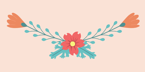 Floral Border. Flower divider. design element for invitations, greeting cards, posters, blogs. Delicate flowers and leaves.