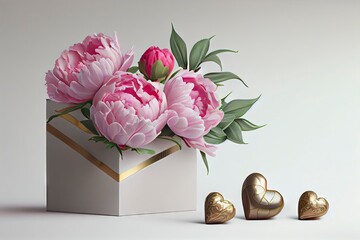 Mother's day Peonies and chocolates - generative AI