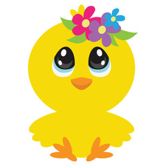 Easter chick vector cartoon illustration