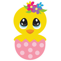 Easter chick vector cartoon illustration