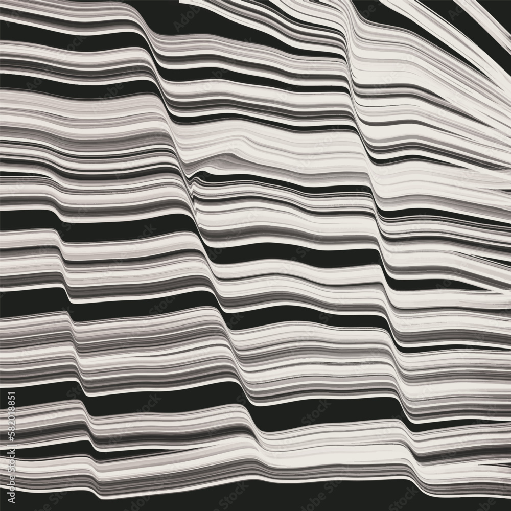 Poster a black and whit wavy pattern design vector