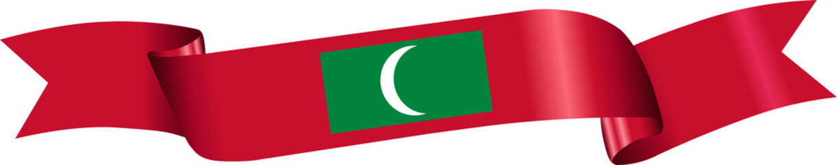 Fototapeta premium 3D Flag of Maldives on ribbon.