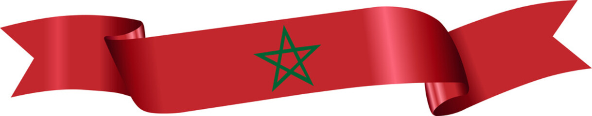 3D Flag of Morocco on ribbon.