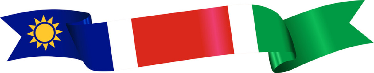 3D Flag of Namibia on ribbon.
