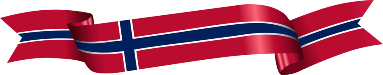 3D Flag of Norway on ribbon.