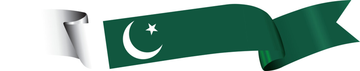 3D Flag of Pakistan on ribbon.