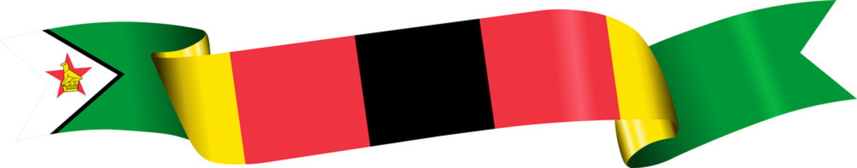3D Flag of Zimbabwe on ribbon.
