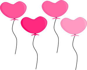 Cute beautiful pink heart balloons. vector illustration.