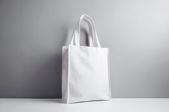 Blank canvas tote bag mockup in white eco friendly design with copy space. Concepts for zero waste movement of shopping bags