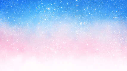 青とピンクの水彩グラデーション、キラキラ背景