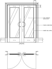 Vector illustration sketch of elegant classic old door for luxury home with caption