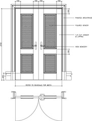 Vector illustration sketch of elegant classic old door for luxury home with caption