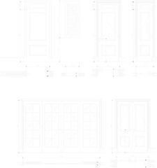 Vector sketch illustration of classic old house door with dimensions