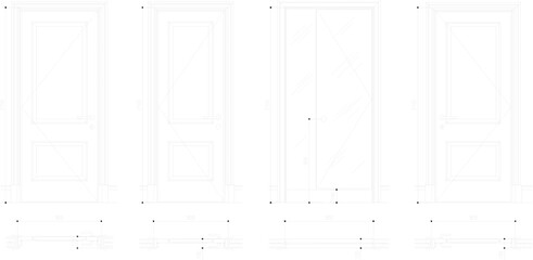 Vector sketch illustration of classic old house door with dimensions