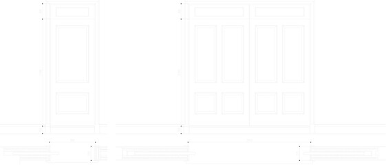 Vector sketch illustration of classic old house door with dimensions