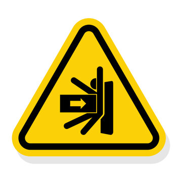 ISO Triangle Warning Sign: Body Crush Force From Side Symbol