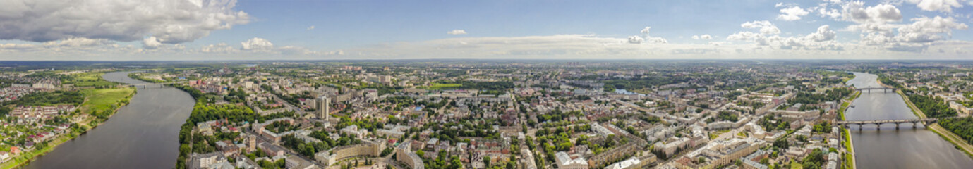 Fototapeta na wymiar Tver, Russia. Aerial panorama of the city