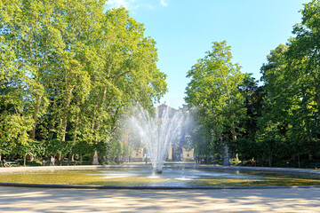 Brussels, Belgium - July 3, 2019: A large fountain located in Brussels Park
