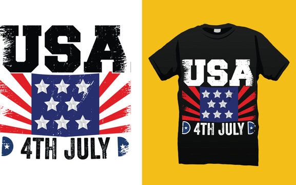 USA Flag 4th July Independence Day Typography T-shirt  Design Vector Template. Lettering Illustration And Printing for T-shirt, Banner, Poster, Flyers, Etc.