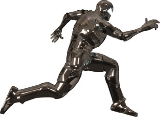 Steel robot The reflective surface is making a gesture.  3d rendering of Robot character in acting.