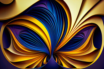 Deep Blue Gold Op Art Abstract Background. Generative AI