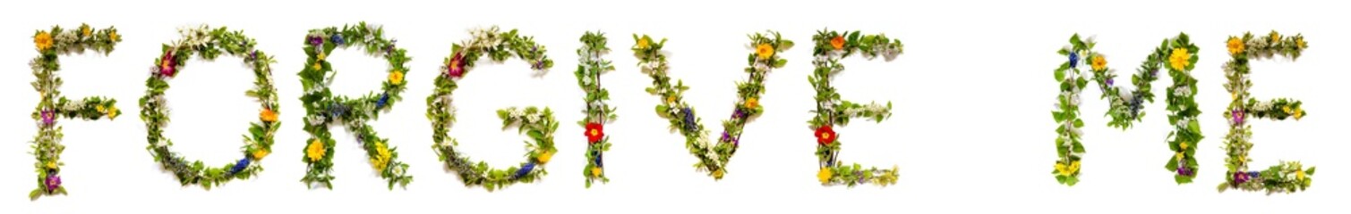 Colorful Blooming Flower Letters Building Word Forgive Me
