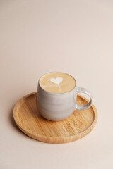 Latte art coffee cup or cappuccino froth