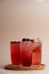 Summer cocktails with pieces of fruit