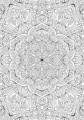 Decorative detailed mandala coloring book page illustration