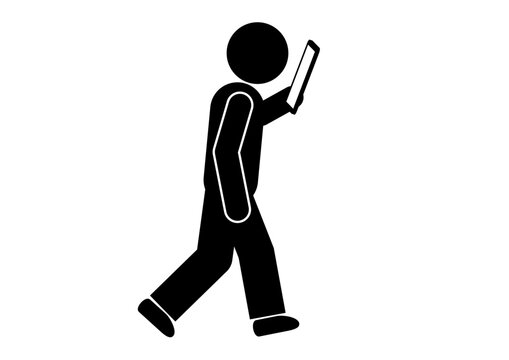 歩きスマホのピクトグラム。ながらスマホは大変危険です。