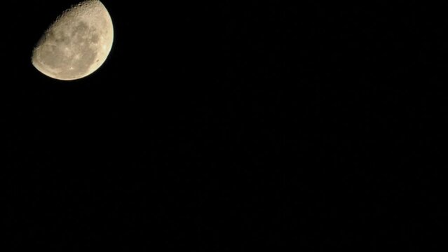 Waning gibbous phase of the moon observed from the southern hemisphere, time lapse capture