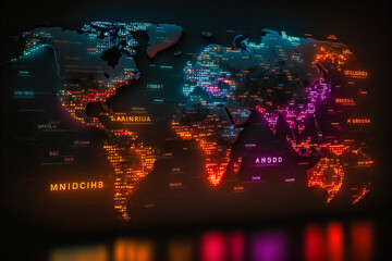 An interactive map displaying real-time data from around the world, with color-coded markers representing different metrics