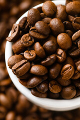 Close-up of coffee beans in drinking cup