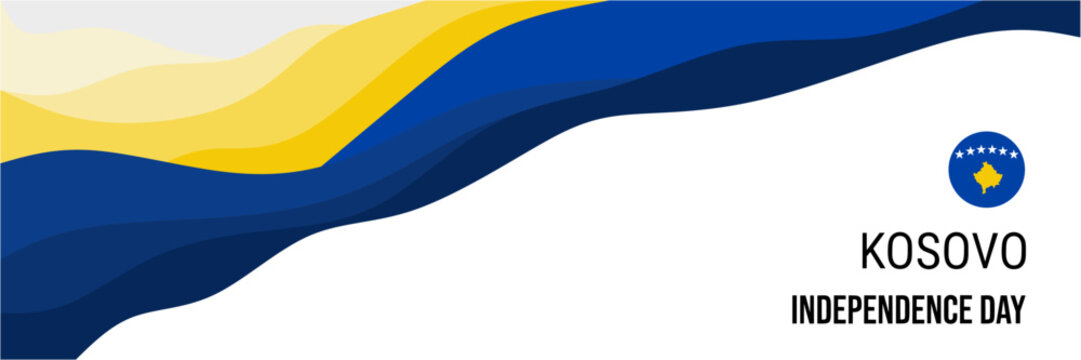Kosovo independence day or national day banner vector design. Abstract background with wave and geometric in retro style. Kosovo national flag. February 17th. - Powered by Adobe