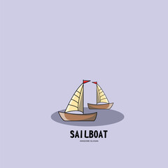 Sailboat design logo icon character cartoon illustration