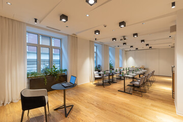 Interior of conference room in modern hotel