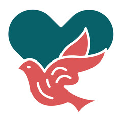 Vector Design Dove with Heart Icon Style